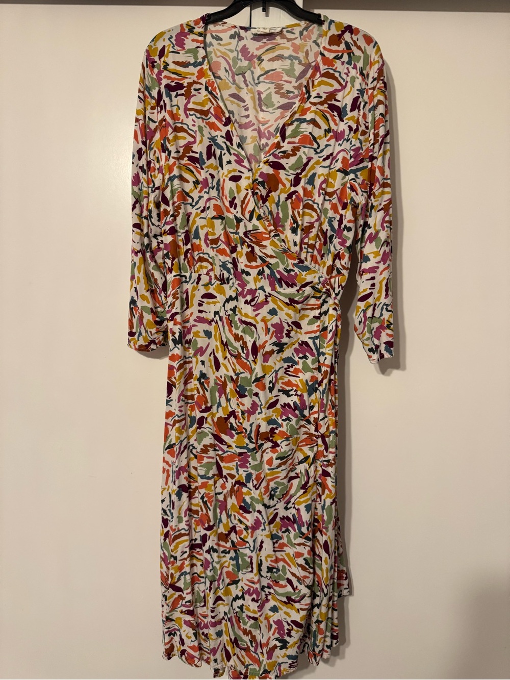 Women's Multicolor Wrap Dress - White Base